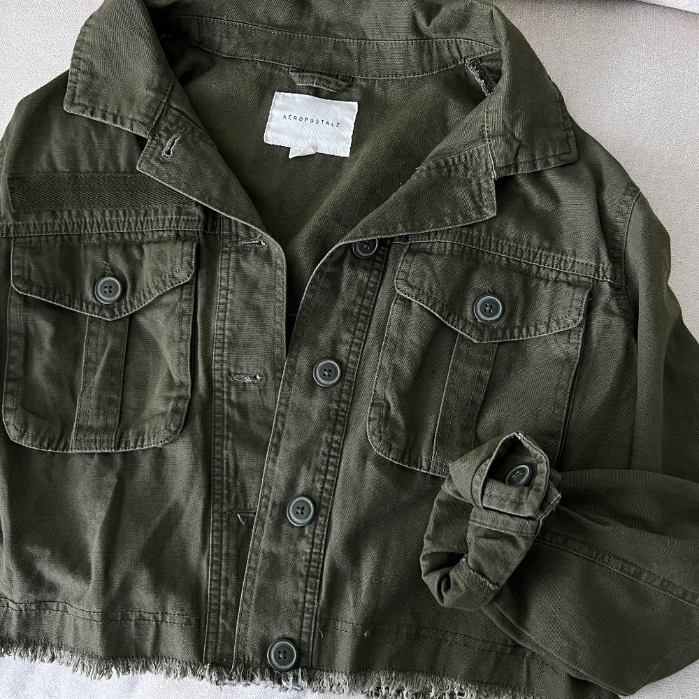 Army Green Cropped Jacket